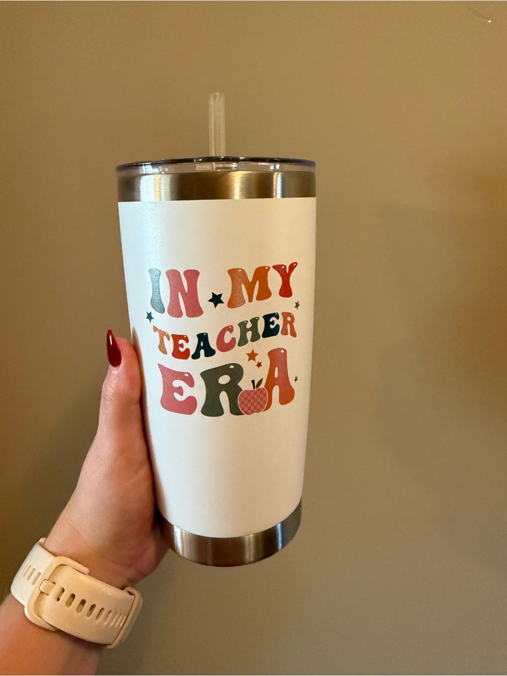 White 'In My Teacher Era' Stainless Tumbler